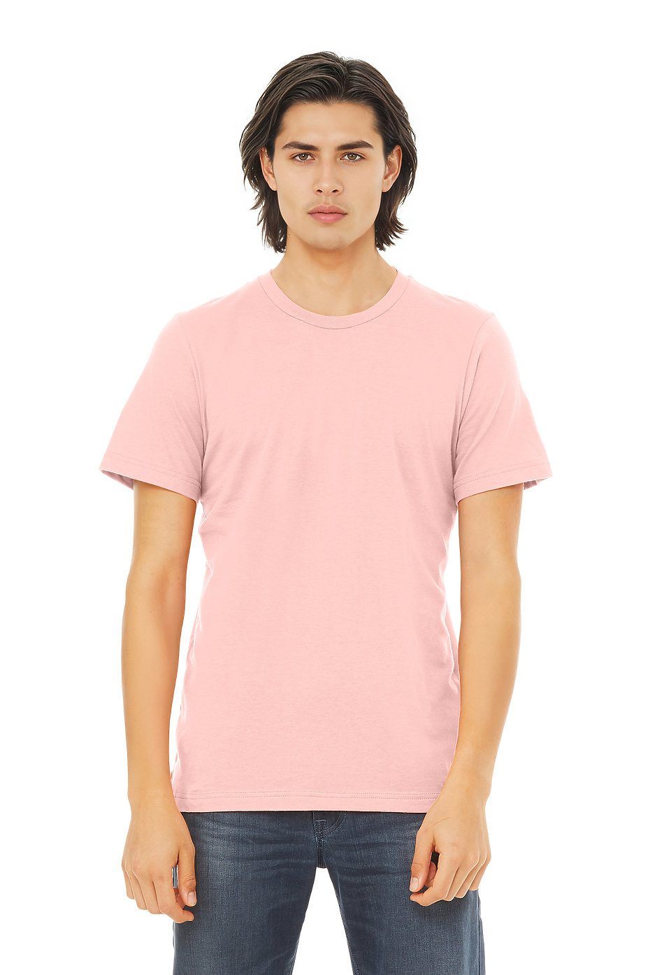 Man facing forwards wearing pink shirt